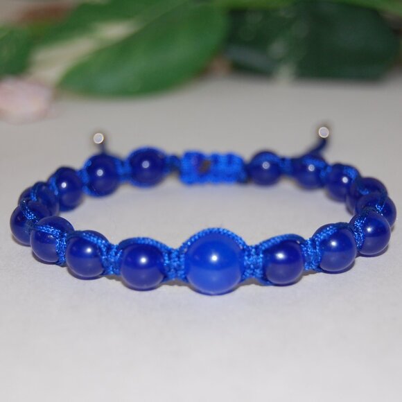 Blue Bracelet,Gemstone Bracelet,Drawstring Shamballa Bracelet,Gift - Picture 1 of 3